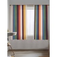 thumbnail image 5 of Vintage Color Stripes Sheer Curtains 72 Inch Long 2 Panels, Orange Green Blue Striped Retro Line Light Filtering Rod Pocket Semi Sheer Curtains, Sheer Voile Drapes for Living Room Bedroom, 52"x72", 5 of 5