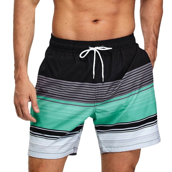 CONZONE Mens Swim Trunks Casual Graphic Board Shorts for Men Elastic Waist Drawstring Lightweight Quick Dry Summer Beach Swim Shorts