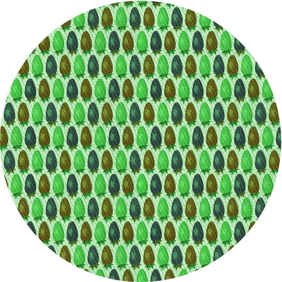 Ahgly Company Indoor Round Patterned Jade Green Area Rugs, 4' Round