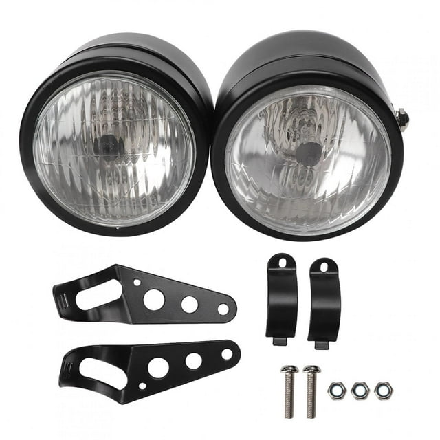 Lámpara delantera de motocicleta Iron, dúo blanco y negro, faro redondo doble de 8,5 pulgadas