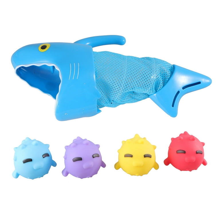 Frcolor 5pcs Children Bath Toys Hungry Shark Catching Fish Fishing Bath Time Toy Bathtub Water Toys Shower Toys for Boys and Girls