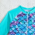 thumbnail image 5 of Tfken Toddler Child Girls Swimwear Crew Neck Long Sleeve One-Pieces Fish Scale Printing Summer Stylish Beach Swimsuit Mint Green Size 3-4 Years, 5 of 6