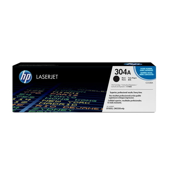 HP 304A Black Original LaserJet Toner Cartridge, ~3,500 pages, CC530A