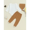 thumbnail image 4 of Musuos Mewborn Baby Boys Pants Set, 0-18M Long Sleeve Crew Neck Letters Print Romper with Pants and Hat Fall Outfit, 4 of 9