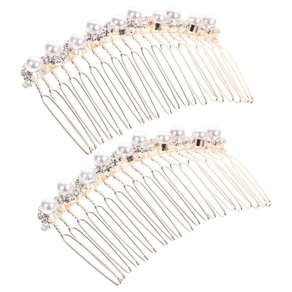 ETHZZLE 2pcs Bridal Hair Combs Side Comb Wedding Use for Women with Elegant Design Golden
