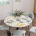 thumbnail image 5 of Yellow Blue Flowers Round Tablecloth for 36-44 Inch Tables,Fitted Table Cover with Elastic Edge,Watercolor Botanical Floral Plants Waterproof Outdoor Table Cloth Protector for Patio Garden Dinner, 5 of 9