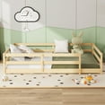 thumbnail image 2 of DreamBuck Full Size Floor Bed, Montessori Floor Bed with Fence, Montessori Bed Full Size, Wood Montessori Floor Bed for Girls, Boys, Natural, 2 of 8