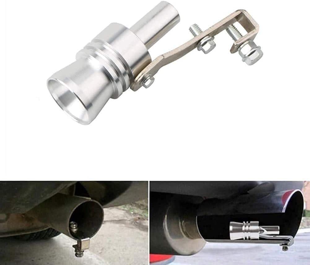 Silver AutoE Car Turbo Sound Whistle Exhaust Tailpipe Blow Off Valve Bov Aluminum Universal Auto Accessories Size XL 