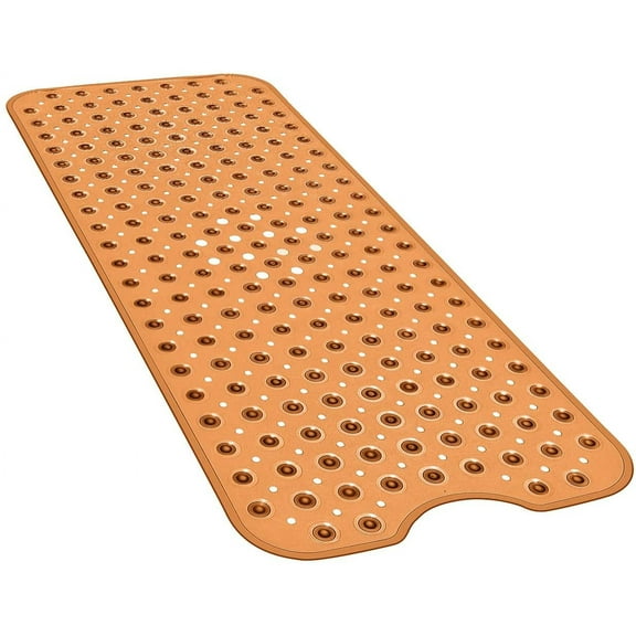 Bath Tub Shower Mat 40 x 16 Inch Non-Slip and Extra Large, Bathtub Mat with Suction Cups, Machine Washable Bathroom Mats with Drain Holes, Brown