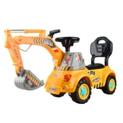 POCO DIVO 3in1 Ride-on excavator, Digger scooter, Pulling cart, Pretend play construction truck, Yellow