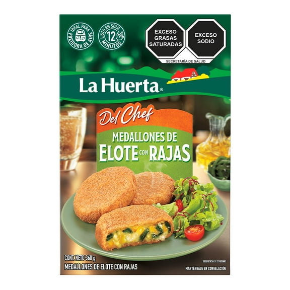 Medallones Cheffry de elote con rajas y queso 6 pzas de 60 g c/u