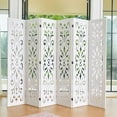 thumbnail image 4 of Folding Room Divider, 66.9 Inch Wood Carved Privacy Screens, Free Assembled Freestanding Portable Classical Decorative Partition for Home Office Restaurant Bedroom (6 Panels, White), 4 of 9