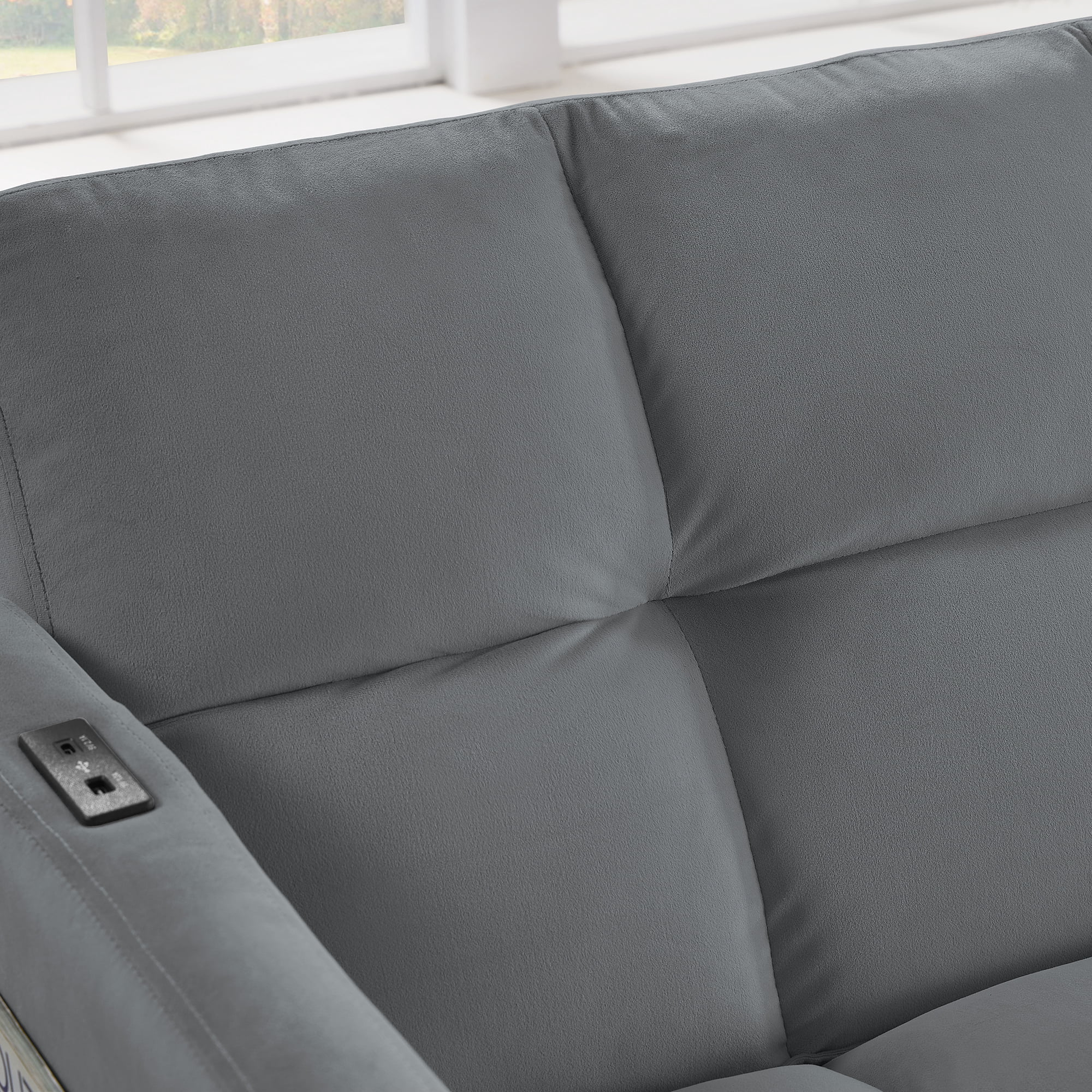 Gewnee Futon Sofa Bed, 2-Seat Velvet Convertible Couch with Position Adjustable Back, Ideal for Small Apartments, Living Rooms, Guest Bedrooms & Dorm Rooms，Gray