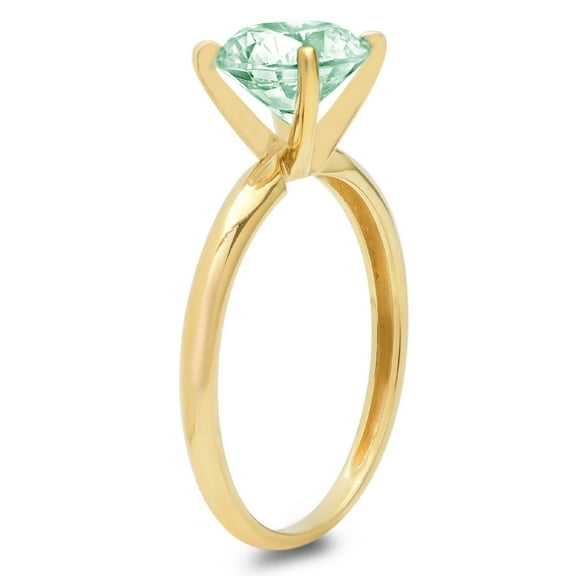 1.5 ct Round Cut Simulated Green Diamond Solitaire Engagement Ring for Women in 18K Yellow Gold