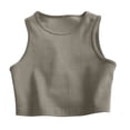 thumbnail image 2 of Gamivast Crop Tank Tops for Women Sleeveless High Neck Ribbed Workout Basic Athletic Camisole Slim Fit Stretchy Y2K Flattering Summer Activewear for Yoga Gym Running Beige XL, 2 of 8