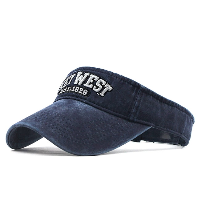 Unisex Empty Top Sun Hat Washed Canvas Visor Outdoor Embroidery Cap Adjustable Baseball Caps hats for men Blue