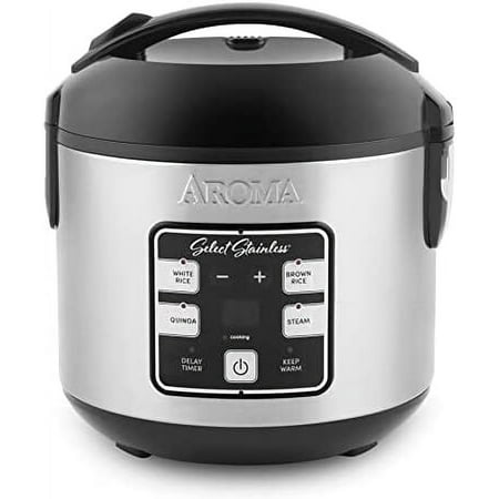 Aroma® 8-Cup (Cooked) / 2Qt. Select Stainless® Digital Rice & Grain Multicooker Black New ARC-914SBDS