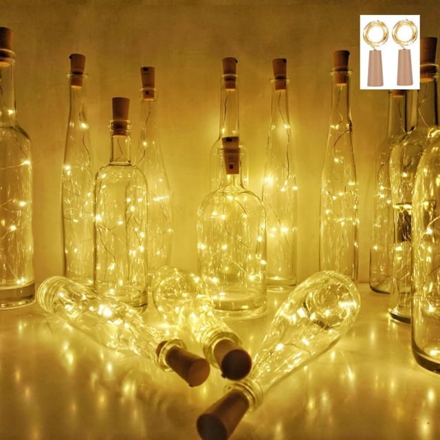 Genérico wefenad Luces para Botellas de Vino con Corcho, Paquete de 2, 40 Luces LED a Pilas, Guirnalda de Luces LED de Hadas para Bricolaje, Fiestas, decoración, Hallowee l-4