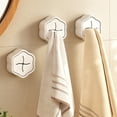 thumbnail image 5 of Latrodar Non Punched Towels Cloths Storage Plugs Household Kitchen Bathroom Wall Adhesive Hooks Door Hooks Rear Hooks 3 PCS Beige Durable, 5 of 5