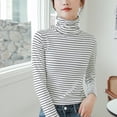 thumbnail image 3 of Minnieouse Ropa interior de cuello alto de mujer de invierno Moda Casual Patrón de rayas Camisa Poliéster Top Ropa para suéter Abrigo Prendas para la parte del cuerpo Raya negra Minnieouse AP013822-02, 3 of 6