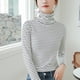 thumbnail image 5 of Minnieouse Ropa interior de cuello alto para mujer y niña de otoño e invierno, camisa informal a la moda, Top de manga larga, suave, cómodo para abrigo Prendas para la parte del cuerpo Raya negra Minnieouse AP013822-02, 5 of 6