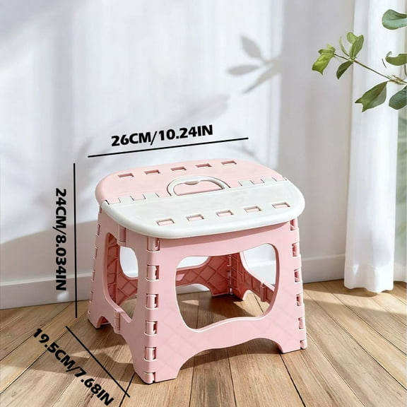 Folding Stool with Handle, Portable Seat for Outdoor Dining Bedroom Bathroom Kitchen Living Room, Ergonomic Comfort for Long Sitting, Space-Saving Foldable Design