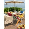 thumbnail image 5 of Outdoor Tablecloth with Umbrella Hole for Patio/Picnic/Party/Camping, Sunflowers Waterproof Table Cloth Rectangle Table Cover Washable, Retro Flower Barn Doors Butterfly Farmhouse Brown (52"x 70"), 5 of 8
