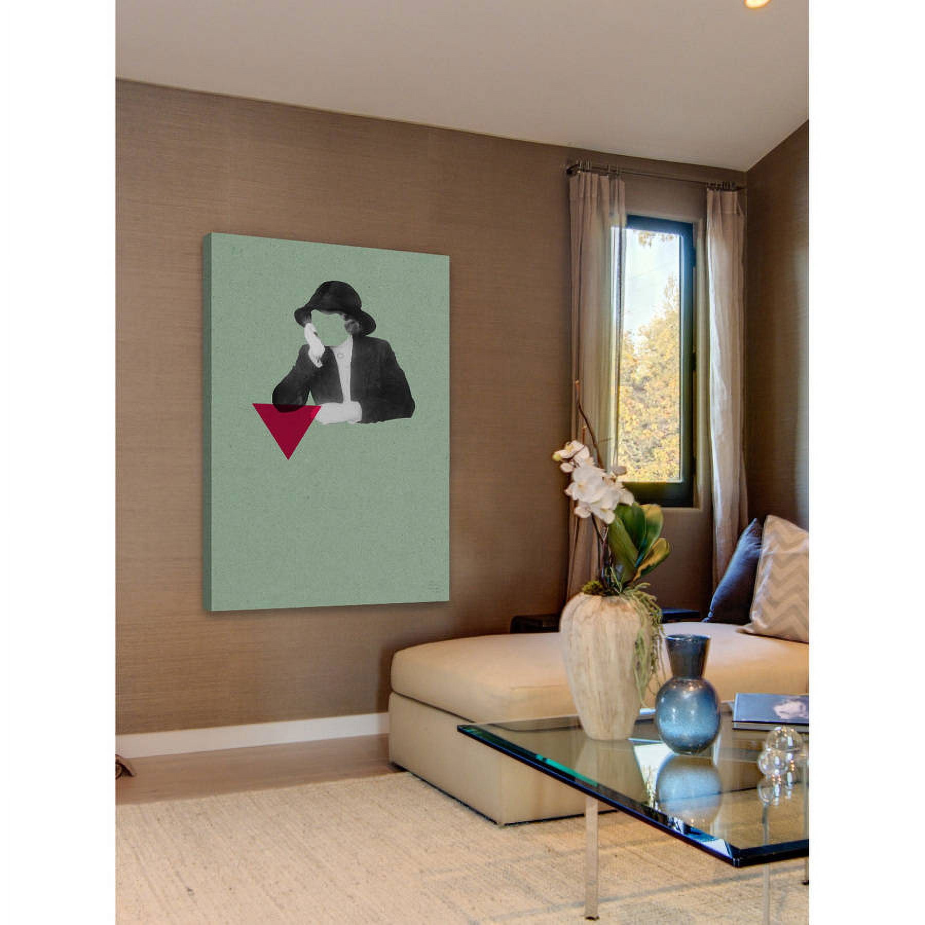 Marmont Hill "No Face Verde Triangulos" by Bengoa Vazquez Painting Print on Wrapped Canvas