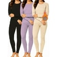 thumbnail image 4 of Women's Thermal Underwear set Long Johns with Fleece Lined Long Sleeve Base Layer for Women Cold Weather Top Bottom, 4 of 5