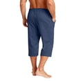 thumbnail image 5 of Resicozy Men's Capri Pants Casual Lightweight 3/4 Baggy Pants Drawstring Elastic Waist Beach Yoga Pants with Pockets Navy S, 5 of 8