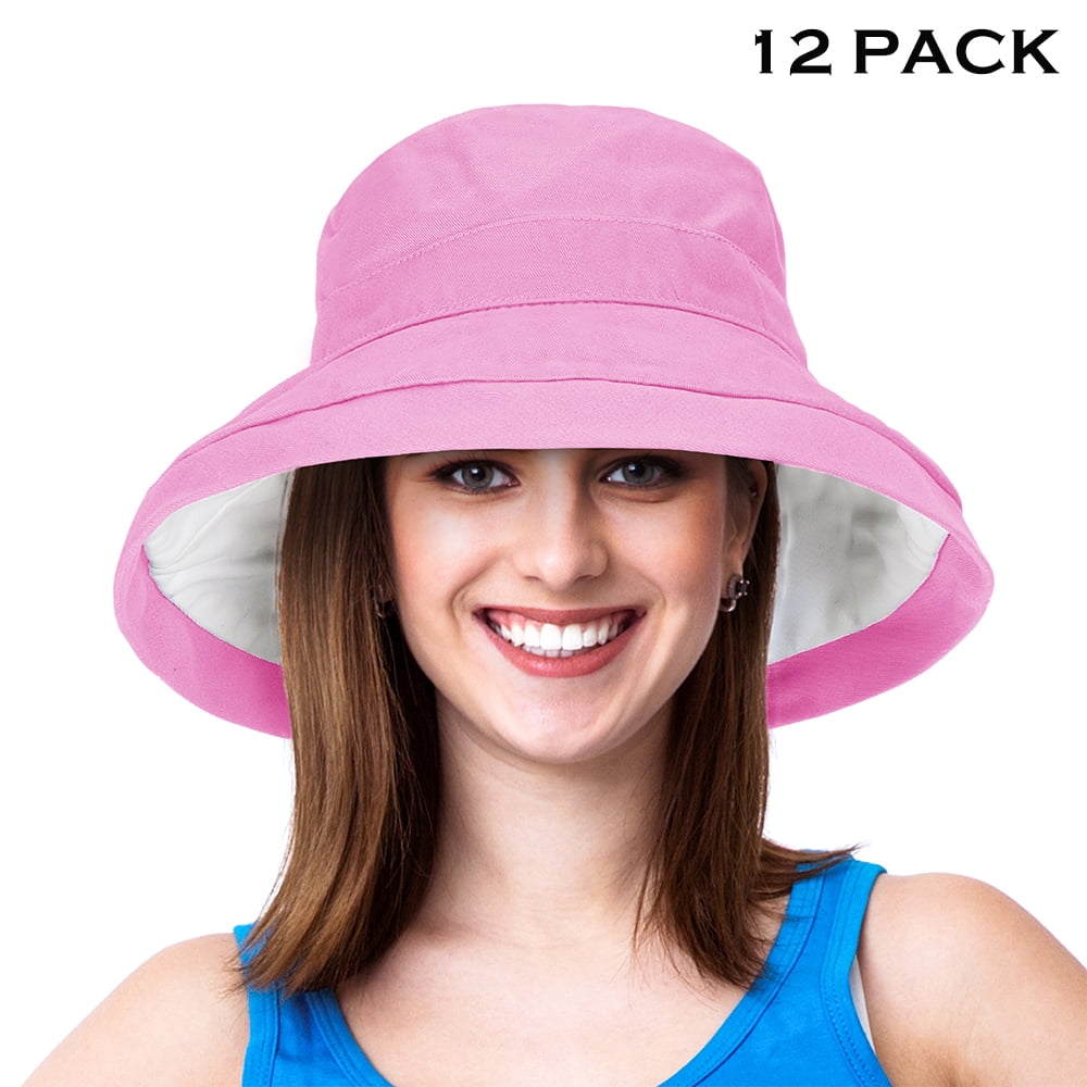 12 Pack Sun Blocker Women's Sun Hat Reversible Bucket Cap UPF 50