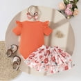 thumbnail image 4 of Baby Onesies Girl Baby Girl Clothes Newborn Cute Ruffle Short Sleeve Romper Floral Skirt Summer Outfits with Headband, 4 of 9