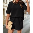 thumbnail image 5 of Pajamas Set for Women Waffle Knit Lounge Set 2 Piece Outfits Loungewear Sweatsuit with Pockets, 5 of 9