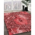 thumbnail image 3 of Ahgly Company Tapis Rond Lavable en Machine Intérieur Transitionnel Rouge, 8 Pieds Rond, 3 of 7