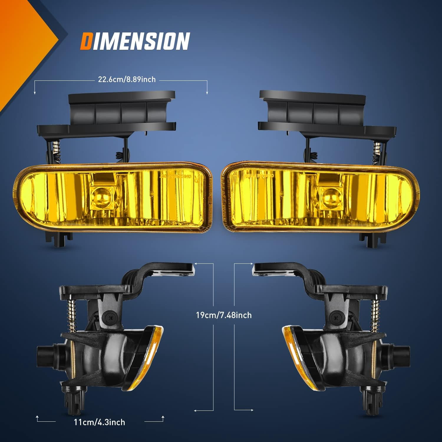 Nilight Fog Light Assembly for 1999-2002 Chevy Silverado & 2000-2006 Suburban Left/Right Amber Lens DOT Compliant
