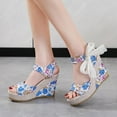 thumbnail image 4 of Zanvin Womens Wedge Sandals Clearance Women's Fish Mouth Wedges Shoes Wedge Heel Lace Up High Heels Luxury Sandals, Blue, 39, 4 of 7