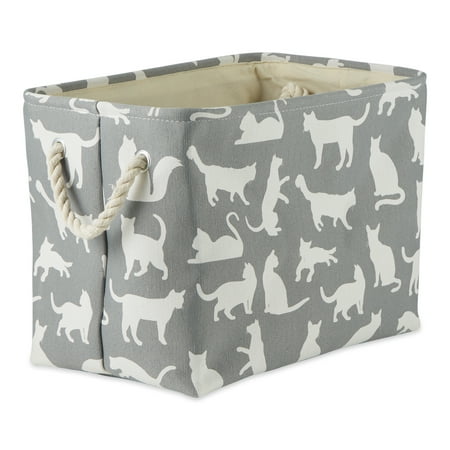 UPC: 0072456142894 | Polyester Pet Bin Cats Meow Gray Rectangle Large 17.5x12x15