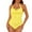 Yellow, variant on Ruched High Waisted Bikini One Piece Thong Swimsuit Trendy Bathing Suit for Women One Piece High Cut Swimsuits One Piece Swimsuit for Teens