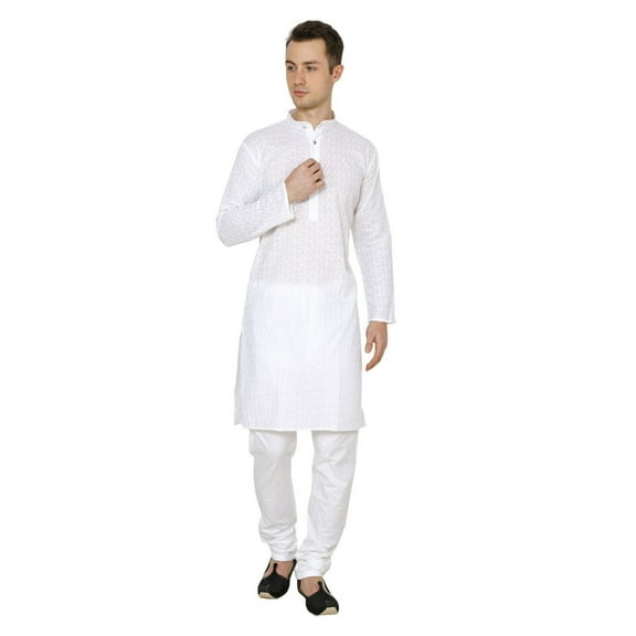 Mens Pure Cotton White EID Special Festive Kurta Pyjama Kurta Salwar Short Kurta