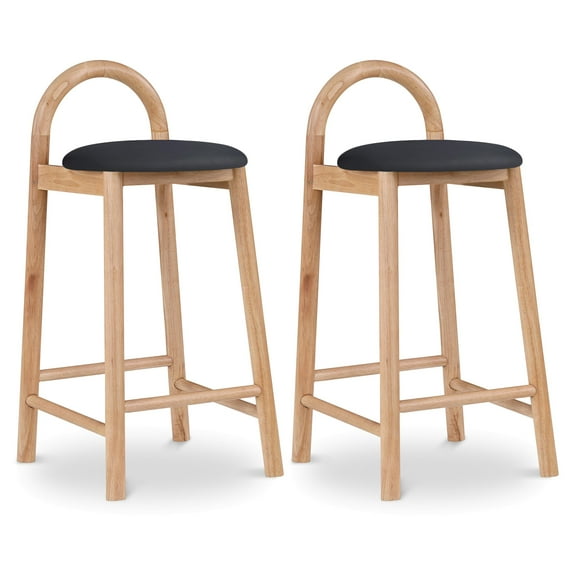 Meridian Furniture Calvin Black Vegan Leather Stool (Set of 2)