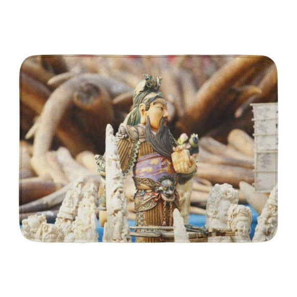 YUSDECOR White Accessory Guangzhou Jan 6 2014 Police and Customs Officers Destroy Confiscated Ivory Rug Doormat Bath Mat 23.6x15.7 inch