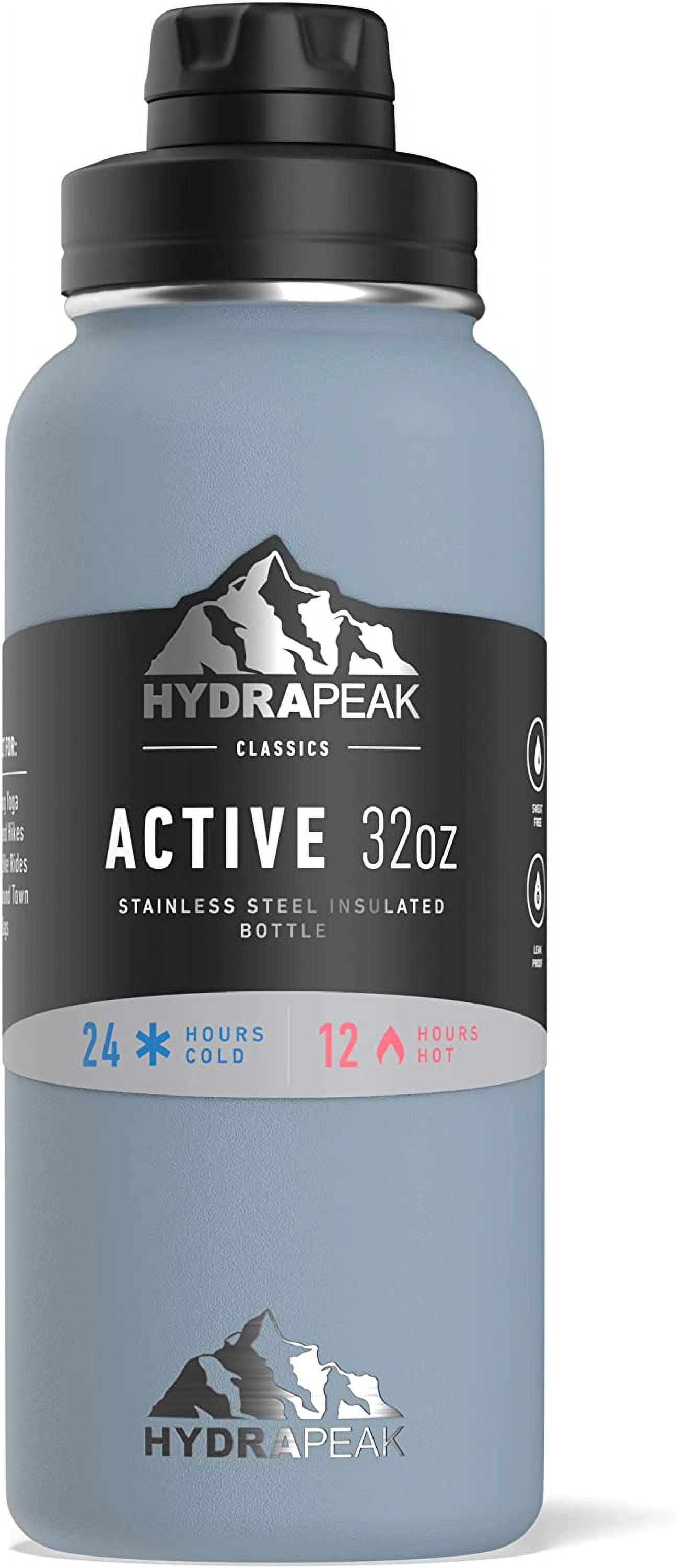 hydrapeak, Dining, Hydrapeak 32oz Wide Mouth Stainless Steel Water Bottle  Chug Lid Blue Iceburg