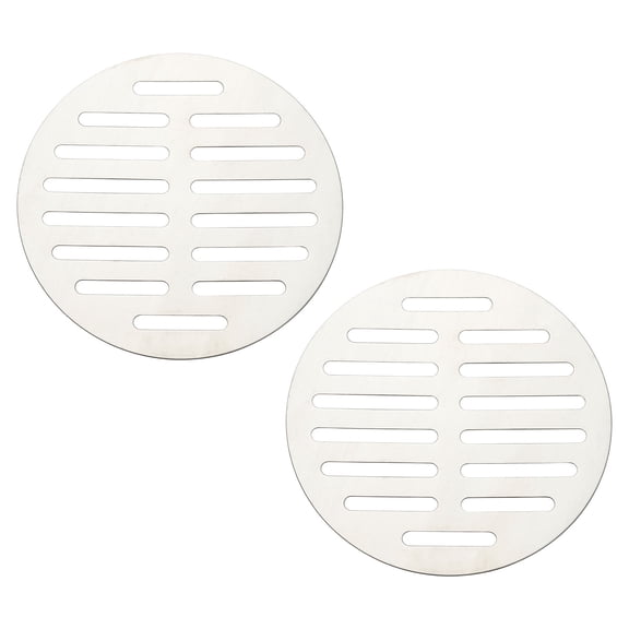 Uxcell 2 Pcs Round Floor Drain Cover, Stainless Steel Shower Hair Catcher Drain Grate for Small Lawns, Bathroom Covers, Kitchen Floor Drains, Silver Tone(5 Inches)