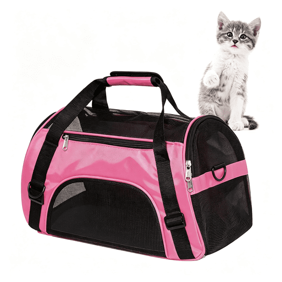 GASTROPOD Cat Carrier for Cats Soft-Sided Travel Pat Carrier for Cat with Wooden Padding Board Airline Approved Lightweight Comfortable Cat Bag for Puppy Small Pets (Small, Pink)