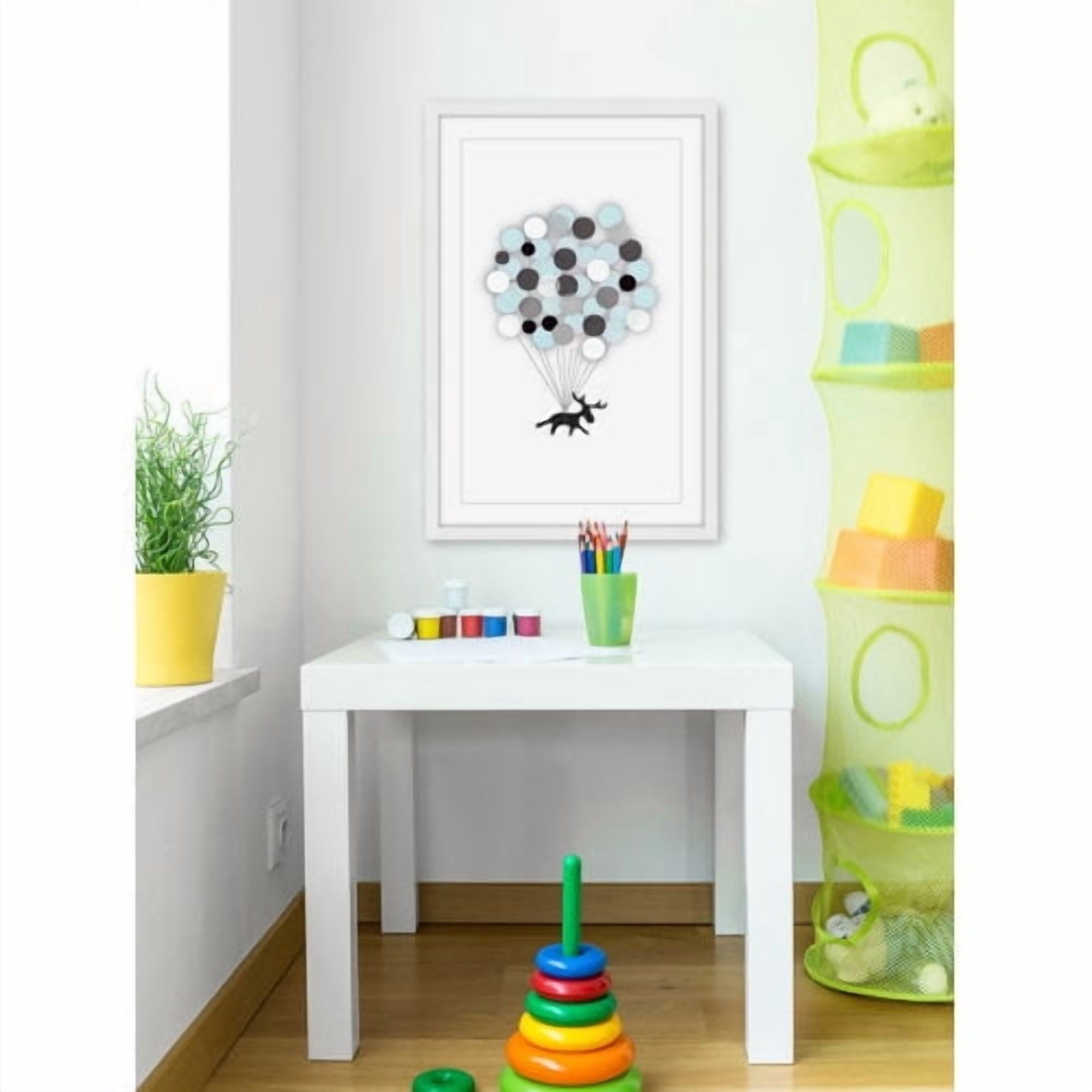 Marmont Hill "Blue Balloon Moose" by Katarina Snygg Framed Painting Print