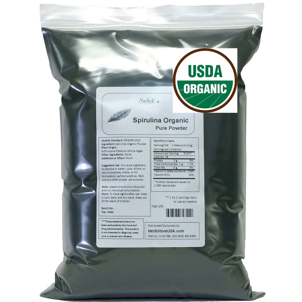 NuSci ( 35.27oz) 1kg Organic Spirulina Powder Bulk Pure Fresh
