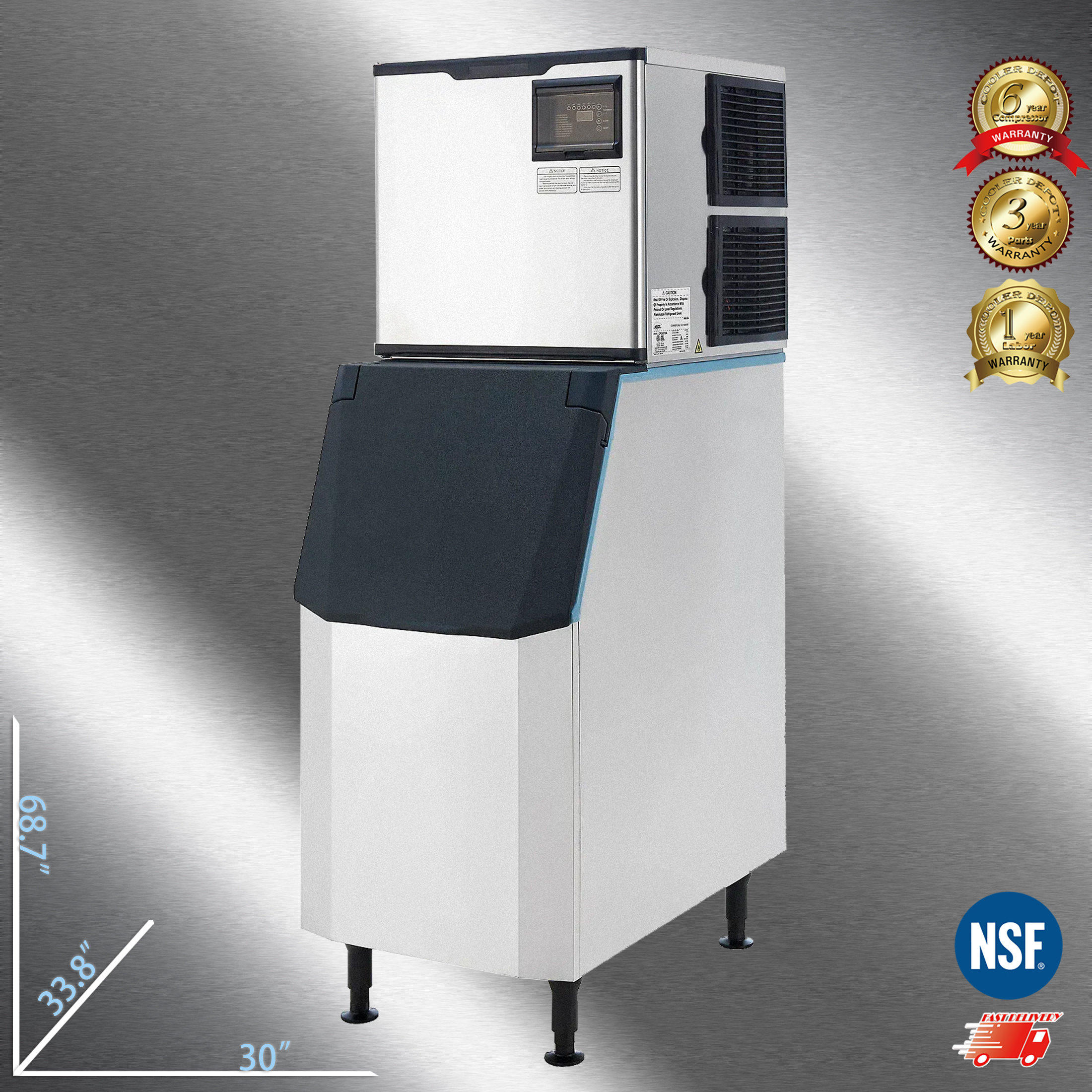 Cooler Depot 700 lb Commercial Half Cube Ice Maker Machine for Milk Tea & Coffee, Model SK-729
