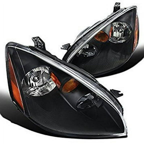 Fit Nissan Altima Base SE JDM Black Headlights w/ Amber Reflector Pair