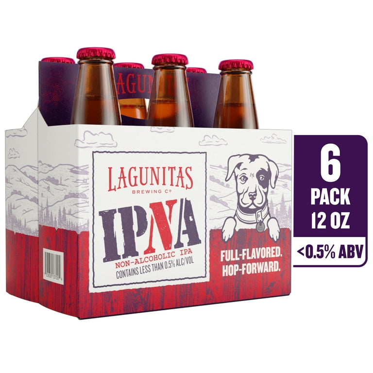 Lagunitas IPNA Non-Alc Beer, 6 Pack, 12 fl. oz. Bottles, Less than