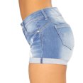thumbnail image 6 of biudgviw Denim Shorts for Women Cuffed Hem Ripped Frayed Short Jeans Mid Rise Stretch Summer Casual Shorts with Pockets, 6 of 7
